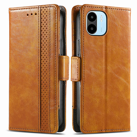 Funda de Cuero Cartera con Soporte Carcasa S02D para Xiaomi Redmi A2 Marron Claro