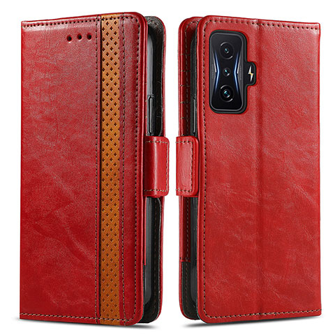 Funda de Cuero Cartera con Soporte Carcasa S02D para Xiaomi Redmi K50 Gaming 5G Rojo