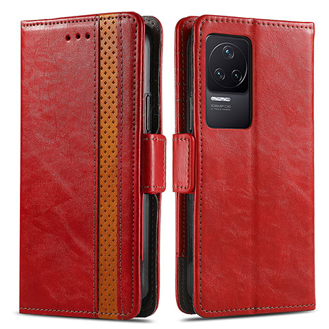 Funda de Cuero Cartera con Soporte Carcasa S02D para Xiaomi Redmi K50 Pro 5G Rojo