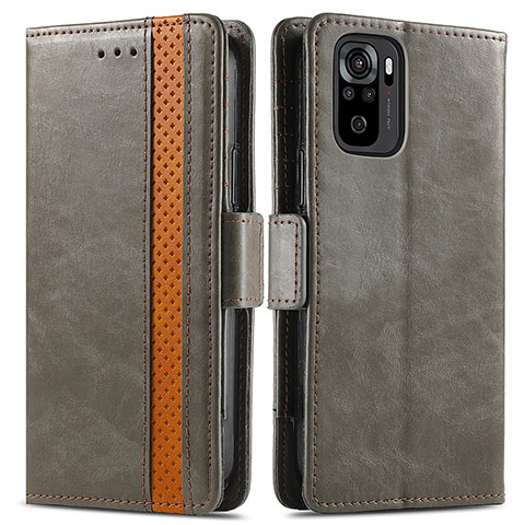 Funda de Cuero Cartera con Soporte Carcasa S02D para Xiaomi Redmi Note 10 4G Gris