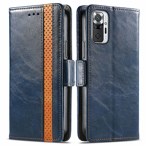 Funda de Cuero Cartera con Soporte Carcasa S02D para Xiaomi Redmi Note 10 Pro Max Azul