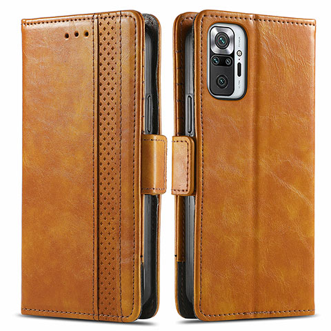 Funda de Cuero Cartera con Soporte Carcasa S02D para Xiaomi Redmi Note 10 Pro Max Marron Claro