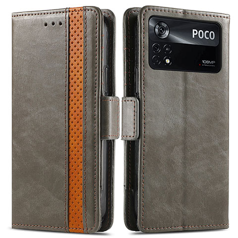 Funda de Cuero Cartera con Soporte Carcasa S02D para Xiaomi Redmi Note 11E Pro 5G Gris