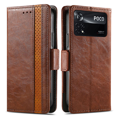 Funda de Cuero Cartera con Soporte Carcasa S02D para Xiaomi Redmi Note 11E Pro 5G Marron