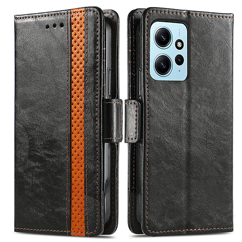 Funda de Cuero Cartera con Soporte Carcasa S02D para Xiaomi Redmi Note 12 4G Negro