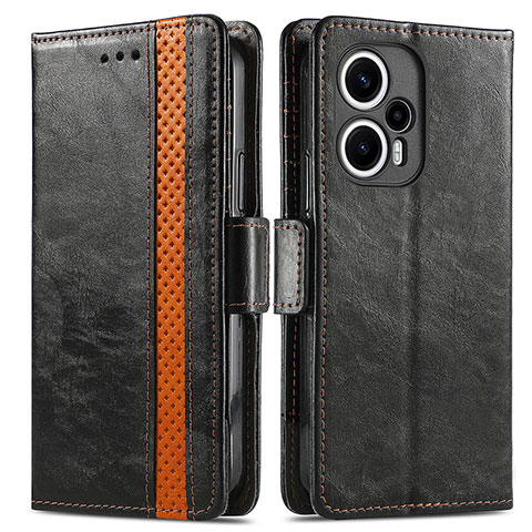 Funda de Cuero Cartera con Soporte Carcasa S02D para Xiaomi Redmi Note 12 Turbo 5G Negro