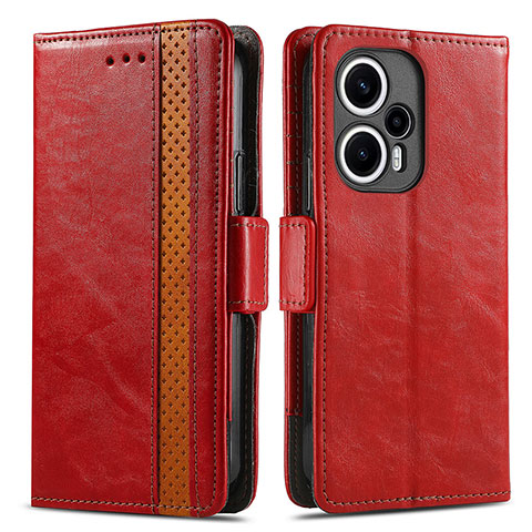 Funda de Cuero Cartera con Soporte Carcasa S02D para Xiaomi Redmi Note 12 Turbo 5G Rojo