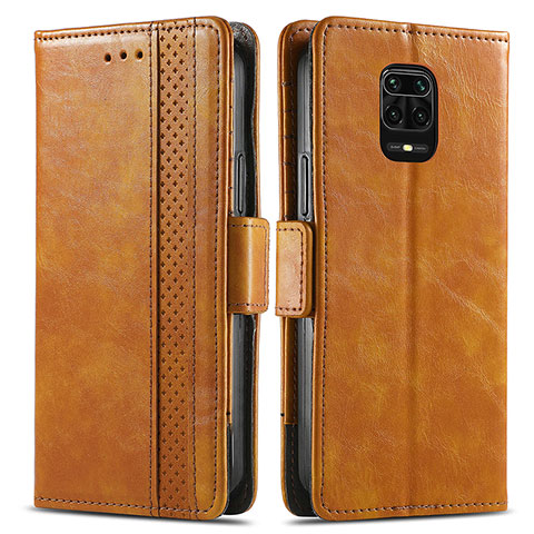 Funda de Cuero Cartera con Soporte Carcasa S02D para Xiaomi Redmi Note 9 Pro Marron Claro