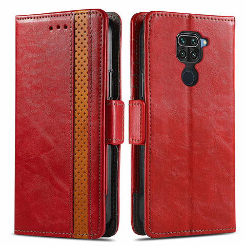 Funda de Cuero Cartera con Soporte Carcasa S02D para Xiaomi Redmi Note 9 Rojo