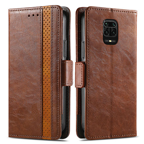 Funda de Cuero Cartera con Soporte Carcasa S02D para Xiaomi Redmi Note 9S Marron