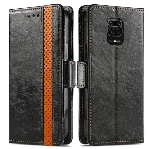 Funda de Cuero Cartera con Soporte Carcasa S02D para Xiaomi Redmi Note 9S Negro