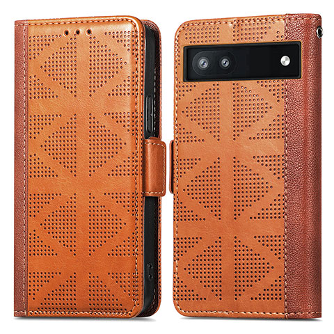 Funda de Cuero Cartera con Soporte Carcasa S03D para Google Pixel 6a 5G Marron