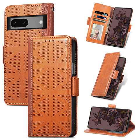 Funda de Cuero Cartera con Soporte Carcasa S03D para Google Pixel 7 5G Marron