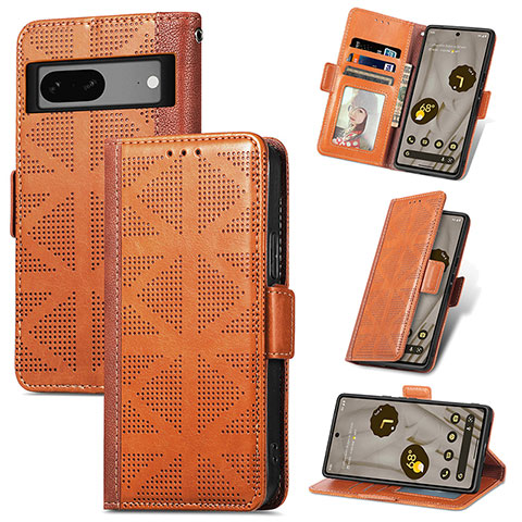 Funda de Cuero Cartera con Soporte Carcasa S03D para Google Pixel 7a 5G Marron