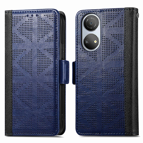 Funda de Cuero Cartera con Soporte Carcasa S03D para Huawei Honor X7 Azul