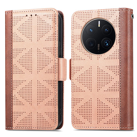 Funda de Cuero Cartera con Soporte Carcasa S03D para Huawei Mate 50 Pro Marron Claro