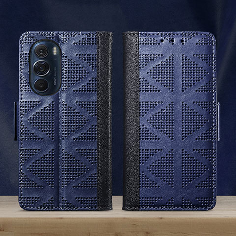 Funda de Cuero Cartera con Soporte Carcasa S03D para Motorola Moto Edge 30 Pro 5G Azul