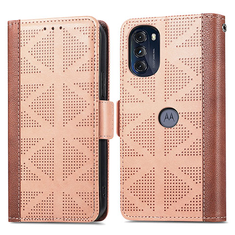 Funda de Cuero Cartera con Soporte Carcasa S03D para Motorola Moto G 5G (2022) Marron Claro