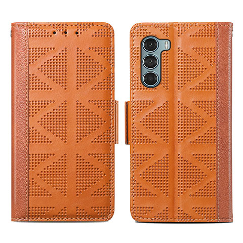 Funda de Cuero Cartera con Soporte Carcasa S03D para Motorola Moto G200 5G Marron