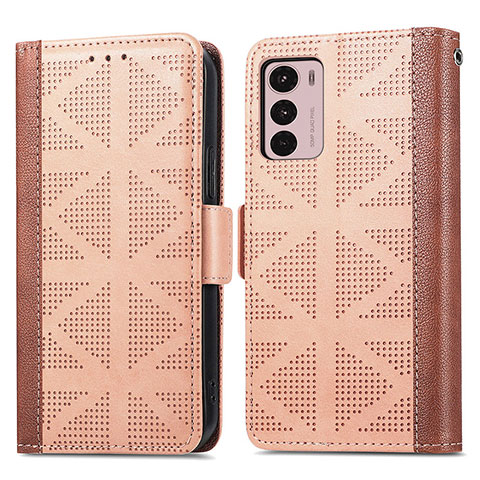 Funda de Cuero Cartera con Soporte Carcasa S03D para Motorola Moto G42 Marron Claro