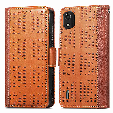 Funda de Cuero Cartera con Soporte Carcasa S03D para Nokia C2 2nd Edition Marron