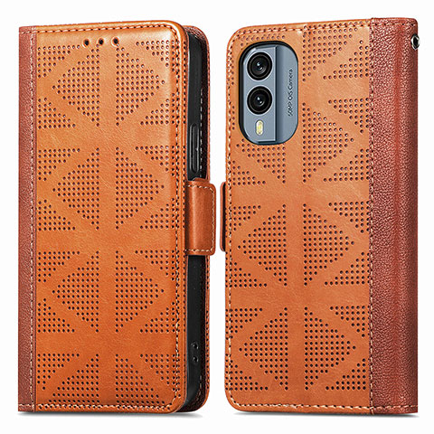 Funda de Cuero Cartera con Soporte Carcasa S03D para Nokia X30 5G Marron