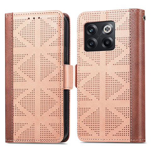 Funda de Cuero Cartera con Soporte Carcasa S03D para OnePlus 10T 5G Marron Claro