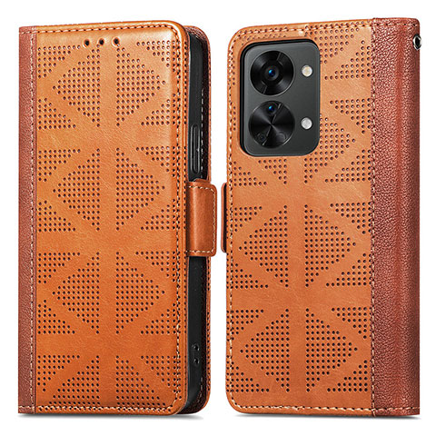 Funda de Cuero Cartera con Soporte Carcasa S03D para OnePlus Nord 2T 5G Marron