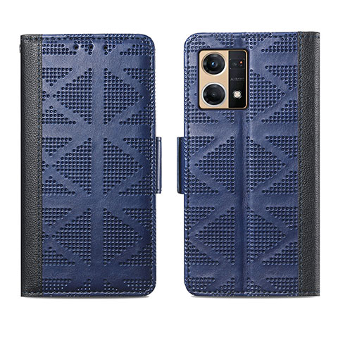 Funda de Cuero Cartera con Soporte Carcasa S03D para Oppo Reno7 4G Azul