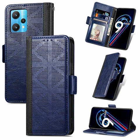 Funda de Cuero Cartera con Soporte Carcasa S03D para Realme 9 4G Azul