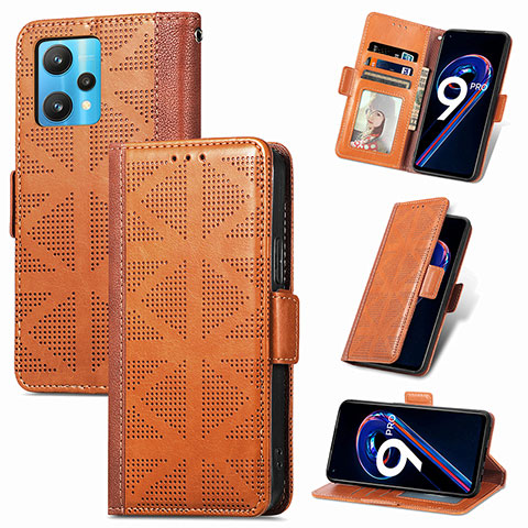 Funda de Cuero Cartera con Soporte Carcasa S03D para Realme 9 5G Marron