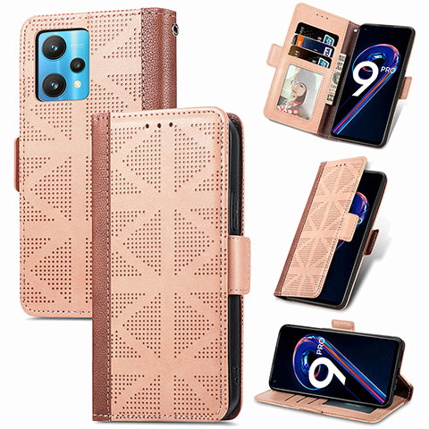 Funda de Cuero Cartera con Soporte Carcasa S03D para Realme 9 Pro 5G Marron Claro