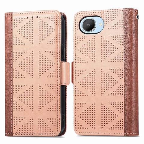 Funda de Cuero Cartera con Soporte Carcasa S03D para Realme C30s Marron Claro