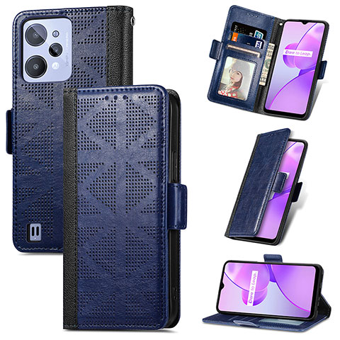 Funda de Cuero Cartera con Soporte Carcasa S03D para Realme C31 Azul