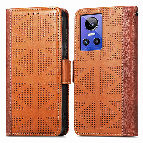 Funda de Cuero Cartera con Soporte Carcasa S03D para Realme GT Neo3 5G Marron