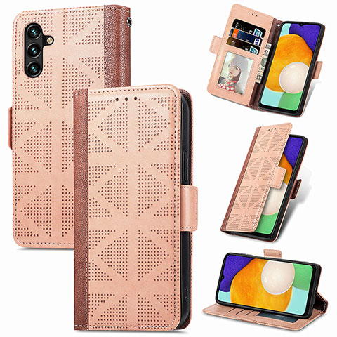 Funda de Cuero Cartera con Soporte Carcasa S03D para Samsung Galaxy A04s Marron Claro