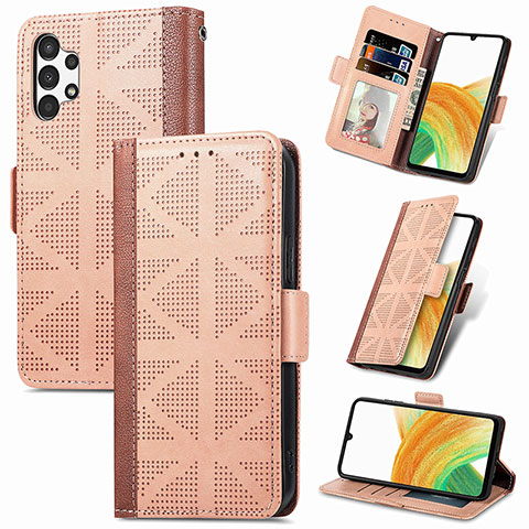 Funda de Cuero Cartera con Soporte Carcasa S03D para Samsung Galaxy A13 4G Marron Claro