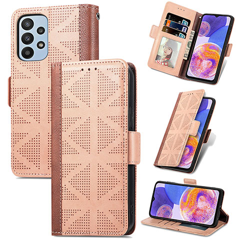 Funda de Cuero Cartera con Soporte Carcasa S03D para Samsung Galaxy A23 4G Marron Claro