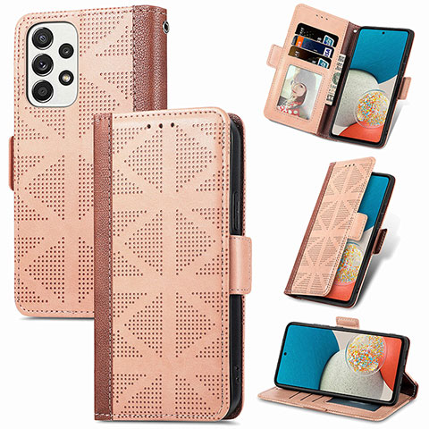 Funda de Cuero Cartera con Soporte Carcasa S03D para Samsung Galaxy A53 5G Marron Claro