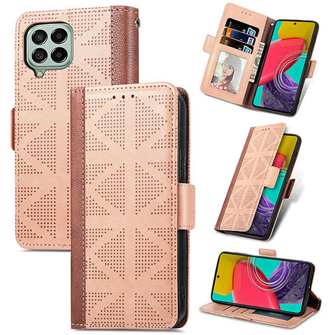 Funda de Cuero Cartera con Soporte Carcasa S03D para Samsung Galaxy M53 5G Marron Claro