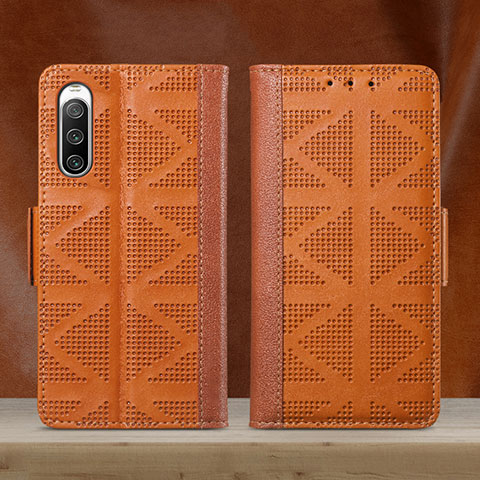 Funda de Cuero Cartera con Soporte Carcasa S03D para Sony Xperia 10 IV Marron