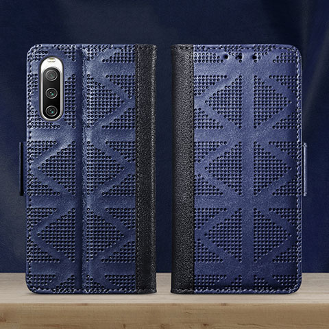 Funda de Cuero Cartera con Soporte Carcasa S03D para Sony Xperia 10 IV SO-52C Azul