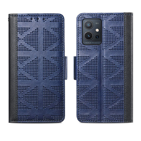 Funda de Cuero Cartera con Soporte Carcasa S03D para Vivo iQOO Z6 5G Azul