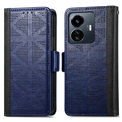 Funda de Cuero Cartera con Soporte Carcasa S03D para Vivo iQOO Z6 Lite 5G Azul