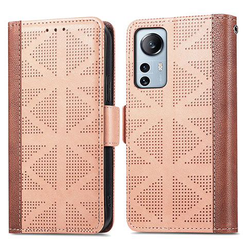 Funda de Cuero Cartera con Soporte Carcasa S03D para Xiaomi Mi 12 Pro 5G Marron Claro