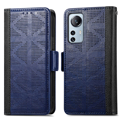 Funda de Cuero Cartera con Soporte Carcasa S03D para Xiaomi Mi 12X 5G Azul