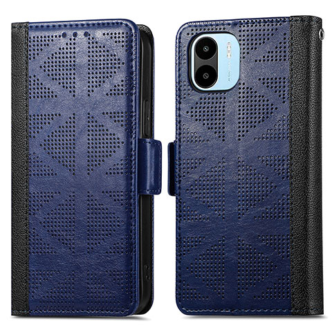 Funda de Cuero Cartera con Soporte Carcasa S03D para Xiaomi Poco C50 Azul