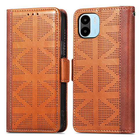 Funda de Cuero Cartera con Soporte Carcasa S03D para Xiaomi Poco C50 Marron