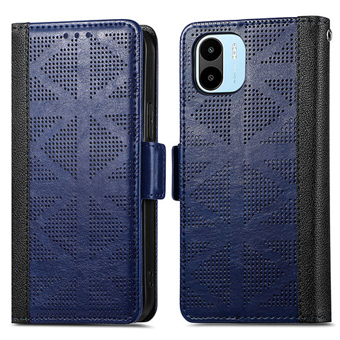 Funda de Cuero Cartera con Soporte Carcasa S03D para Xiaomi Poco C51 Azul