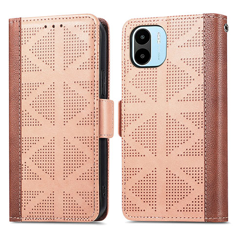 Funda de Cuero Cartera con Soporte Carcasa S03D para Xiaomi Redmi A2 Marron Claro